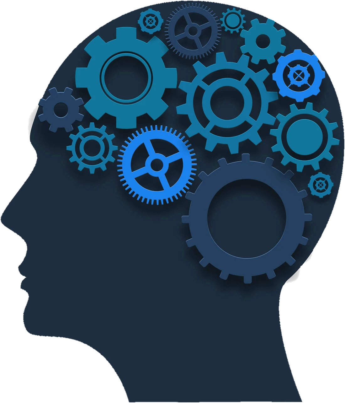 Profil de t&ecirc;te dont le cerveau est compos&eacute; d'engrenages, symbole de l'ing&eacute;nierie
